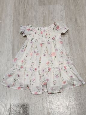 Shabby Chic Cream Floral Smocked Tiered Dress 12 Months